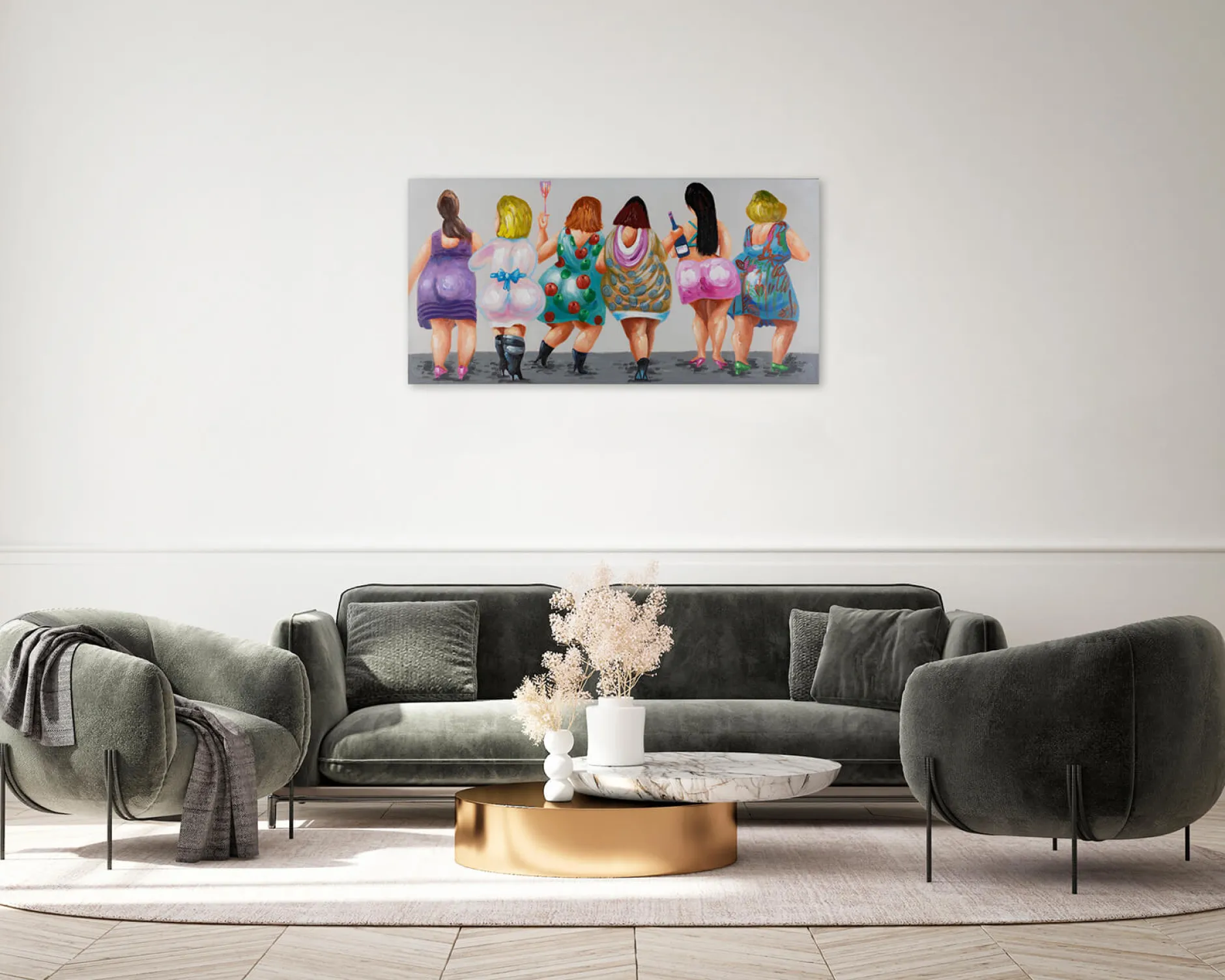 Handgemaltes Gemälde 'Girls Night' 120x60cm | inkl. Echtheitszertifikat