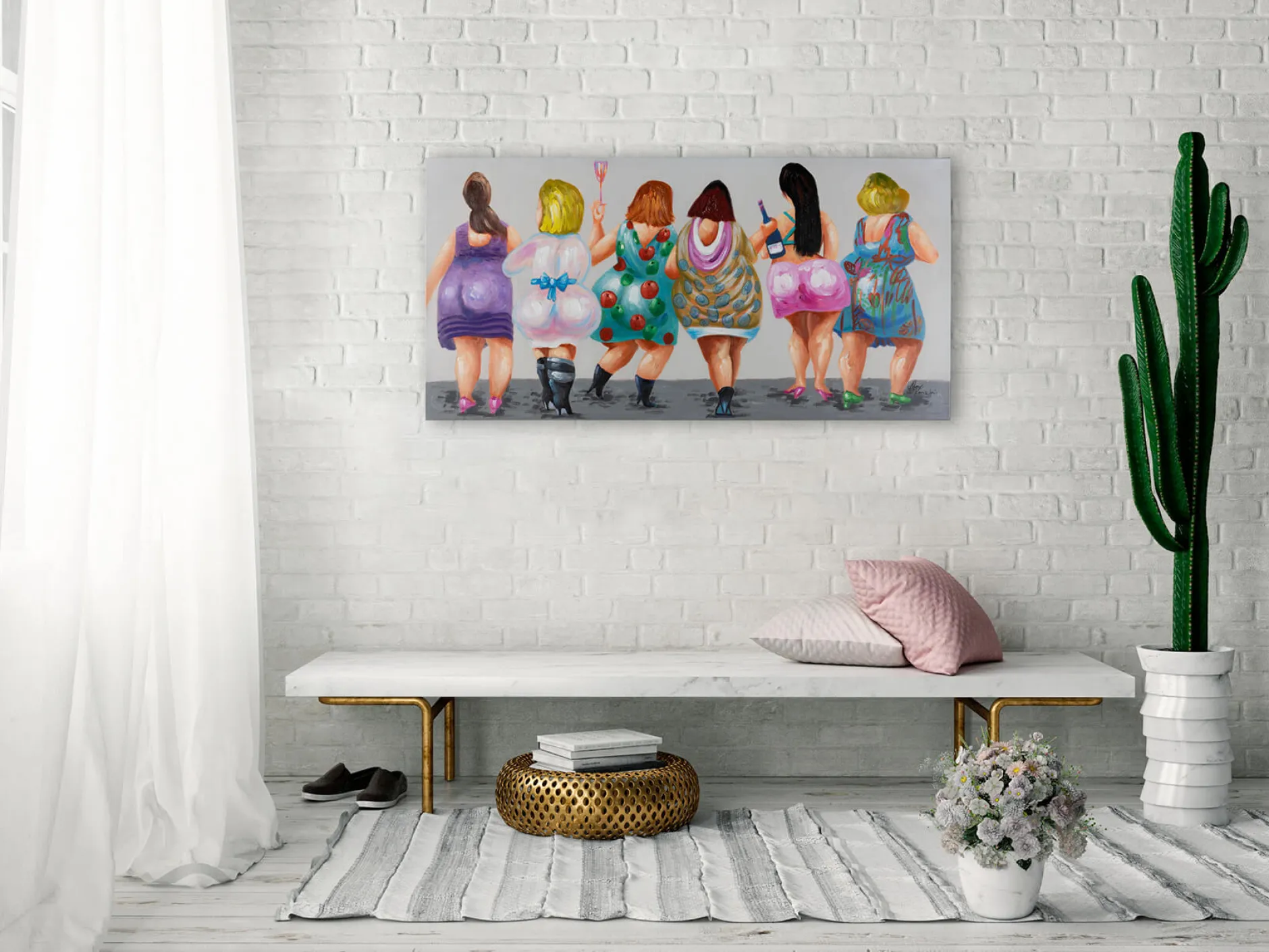 Handgemaltes Gemälde 'Girls Night' 120x60cm | inkl. Echtheitszertifikat