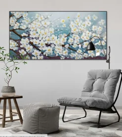 Handgemaltes Gemälde 'Glamour in White' 140x70cm | inkl. Echtheitszertifikat