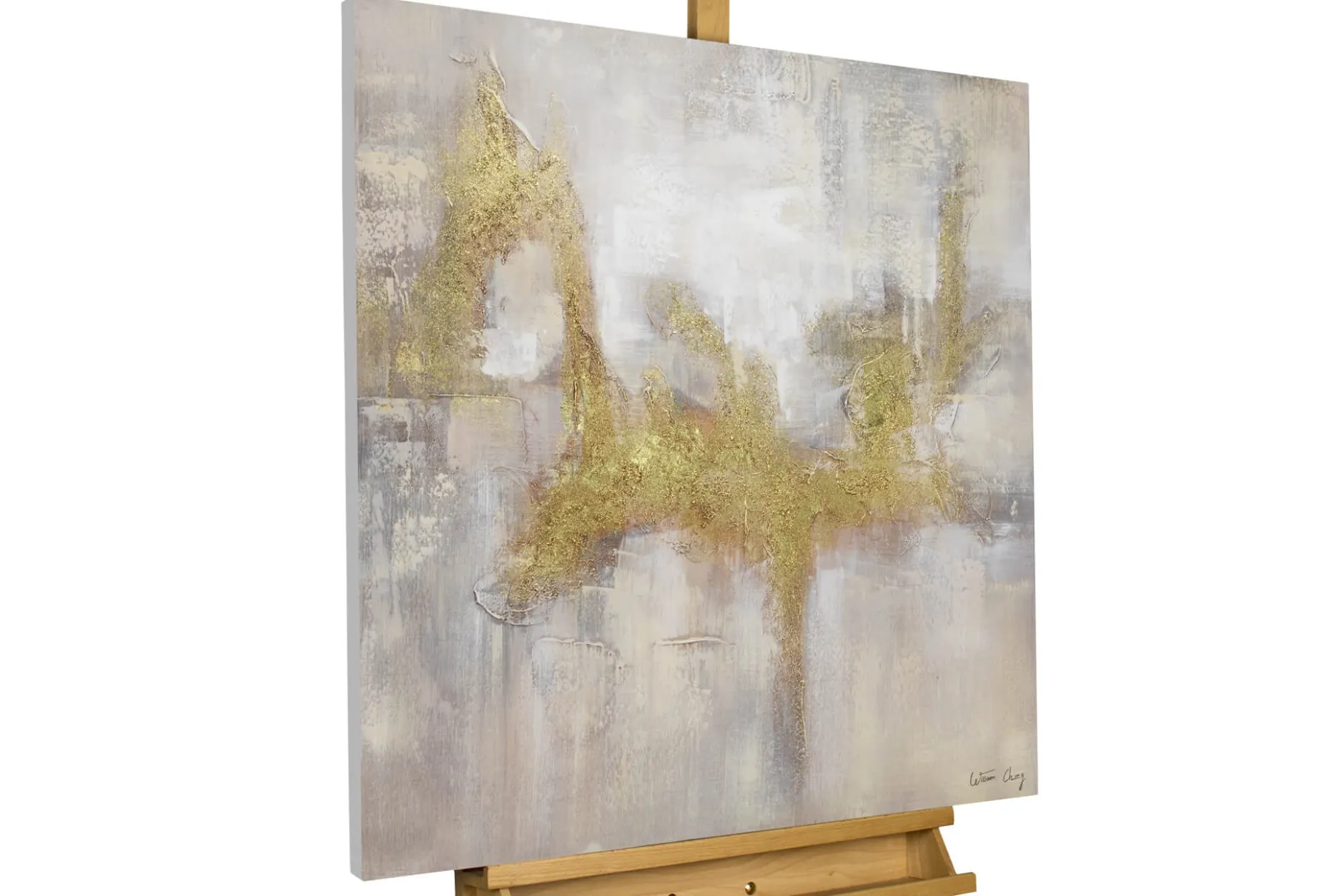 Handgemaltes Gemälde 'Goldene Flügel' 80x80cm | inkl. Echtheitszertifikat