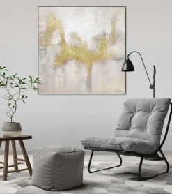 Handgemaltes Gemälde 'Goldene Flügel' 80x80cm | inkl. Echtheitszertifikat