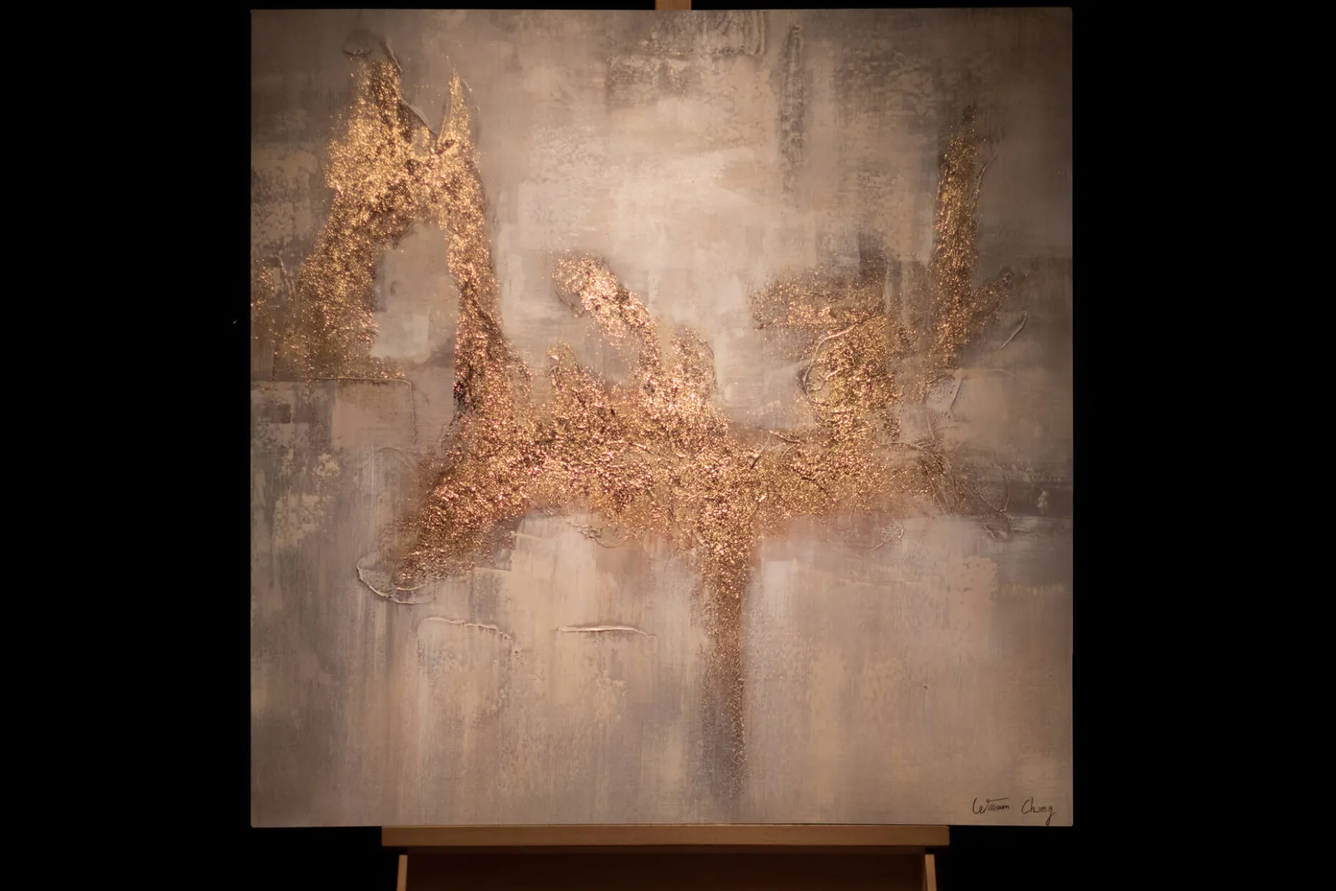 Handgemaltes Gemälde 'Goldene Flügel' 80x80cm | inkl. Echtheitszertifikat