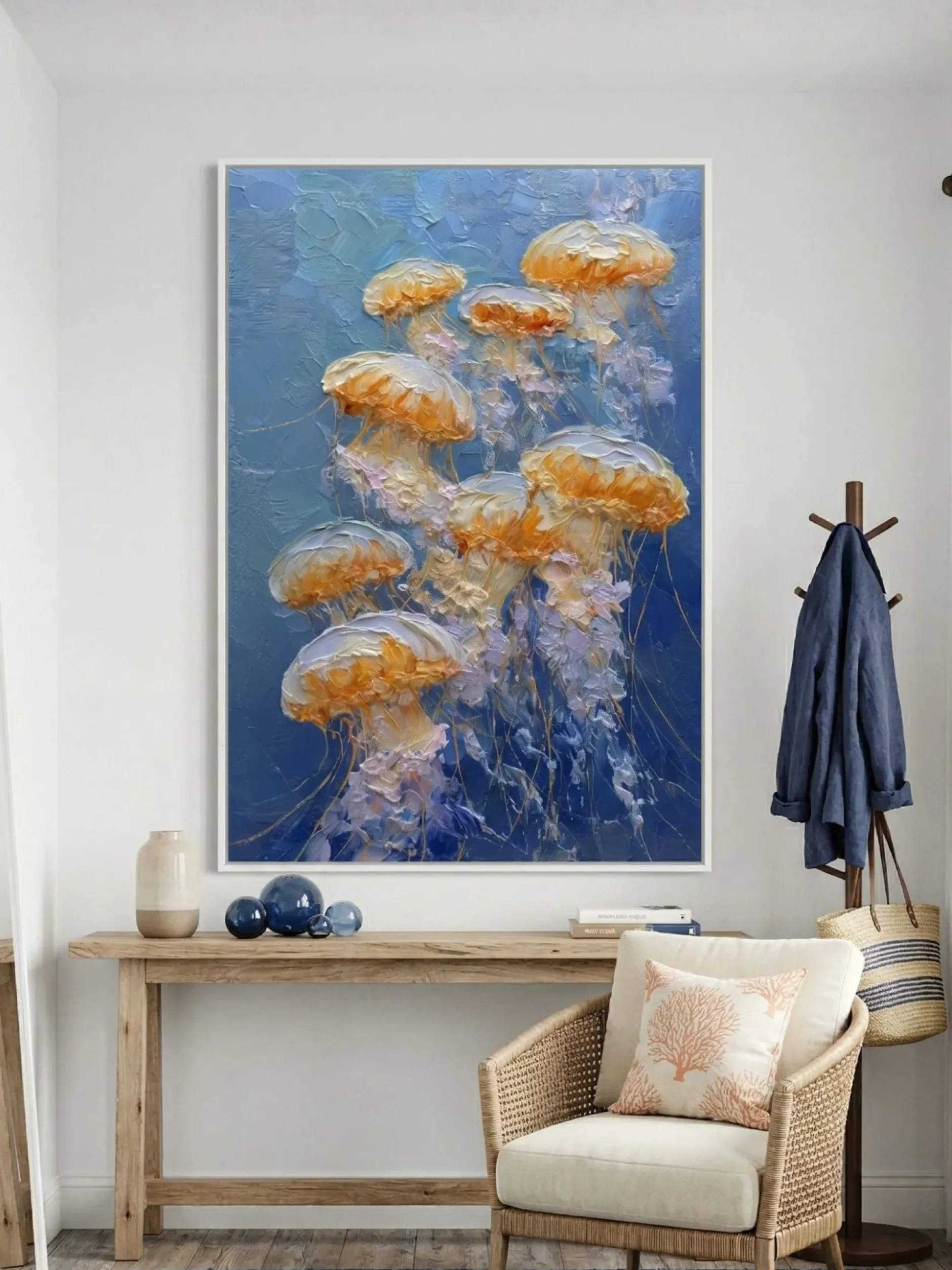 Handgemaltes Gemälde 'Goldene Quallen' | Echtheitszertifikat inklusive