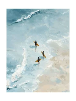 Handgemaltes Gemälde 'Goldenes Surf-Trio' | Echtheitszertifikat inklusive