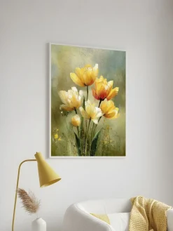 Handgemaltes Gemälde 'Goldene Tulpen' | Echtheitszertifikat inklusive