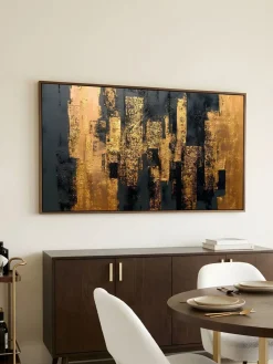 Handgemaltes Gemälde 'Goldene Skyline' | Echtheitszertifikat inklusive