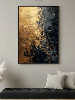 Handgemaltes Gemälde 'Goldene Trennlinie' | Echtheitszertifikat inklusive