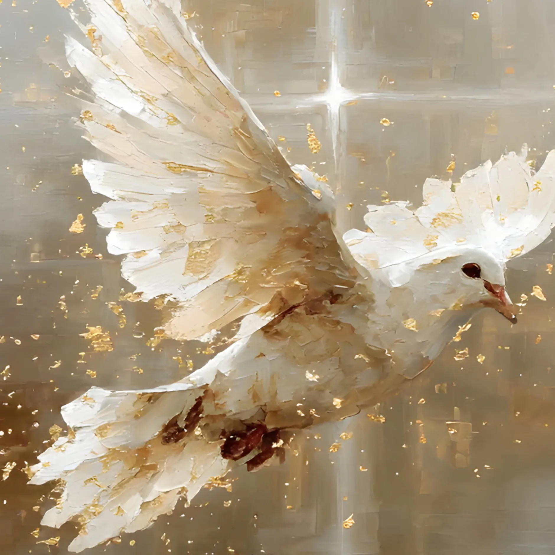Handgemaltes Gemälde 'Goldene Taube' | Echtheitszertifikat inklusive