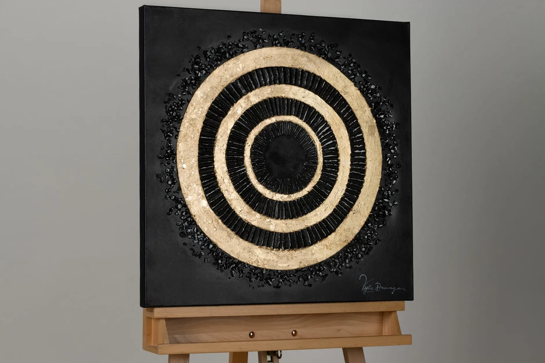 Handgemaltes Gemälde 'Golden Illusion' 60x60cm | inkl. Echtheitszertifikat