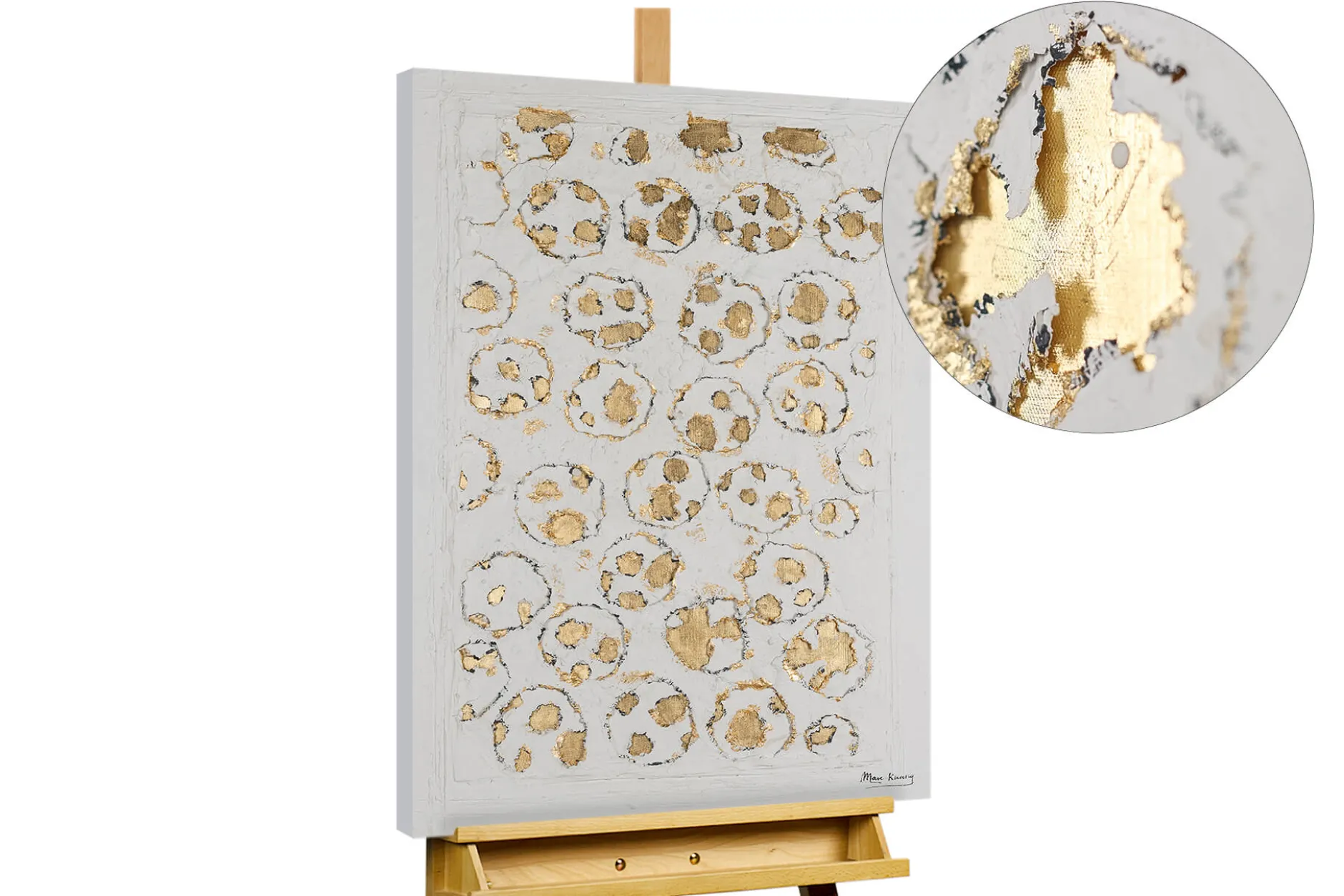 Handgemaltes Gemälde 'Golden Spots' 60x90cm | inkl. Echtheitszertifikat