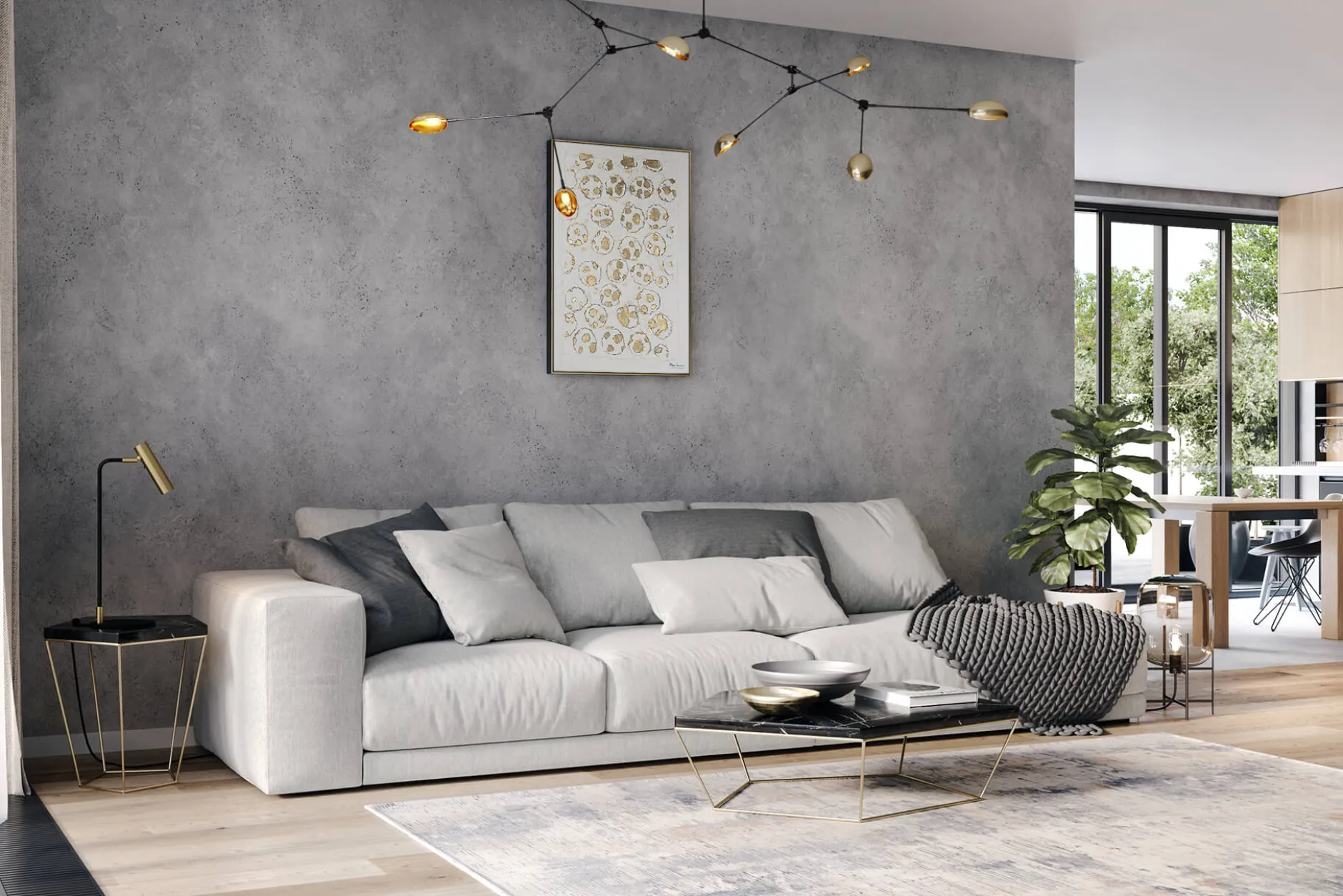 Handgemaltes Gemälde 'Golden Spots' 60x90cm | inkl. Echtheitszertifikat
