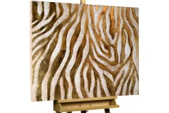 Handgemaltes Gemälde 'Golden Zebra' 100x75cm | inkl. Echtheitszertifikat