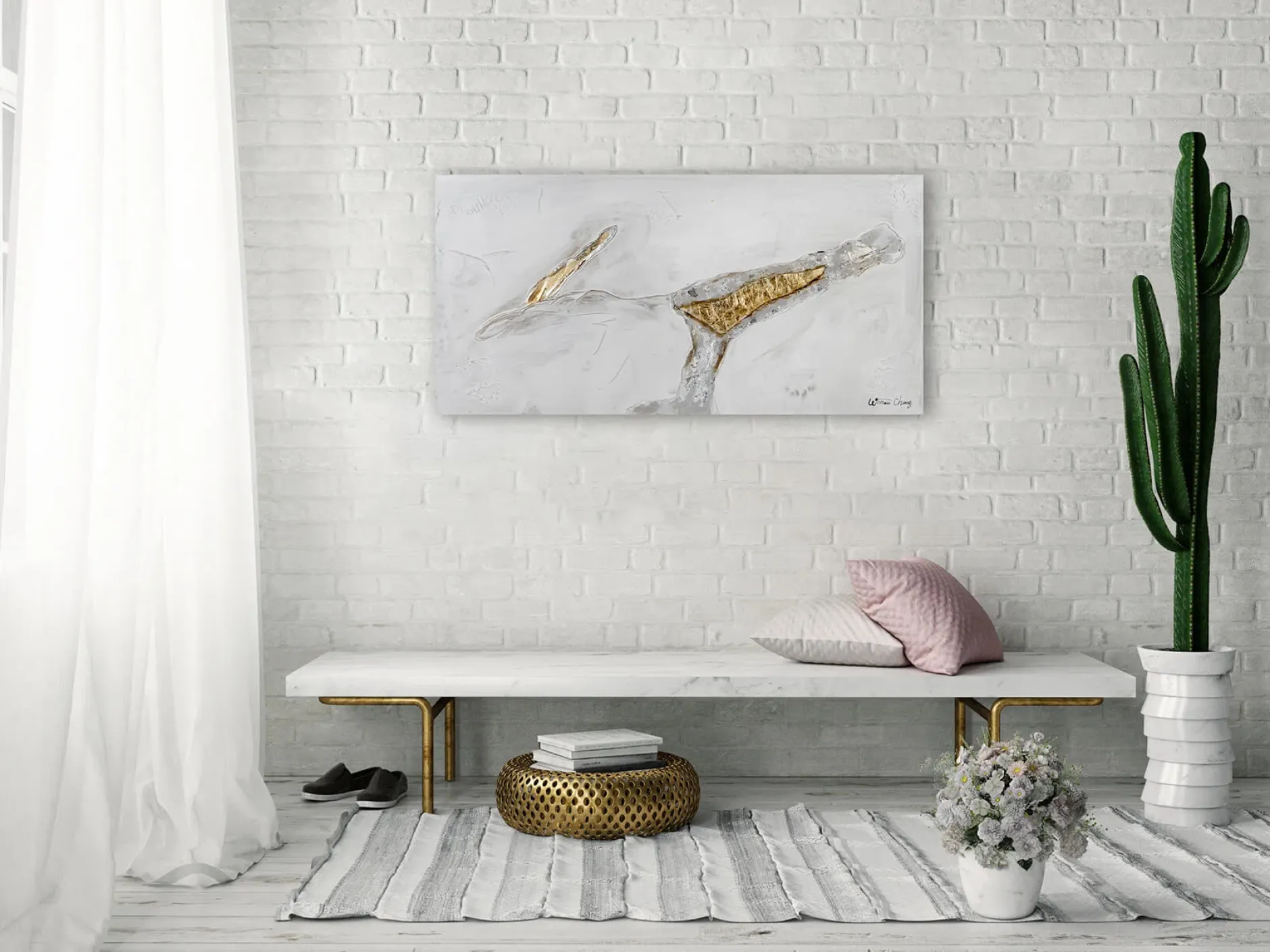 Handgemaltes Gemälde 'Gold Layer' 100x50cm | inkl. Echtheitszertifikat