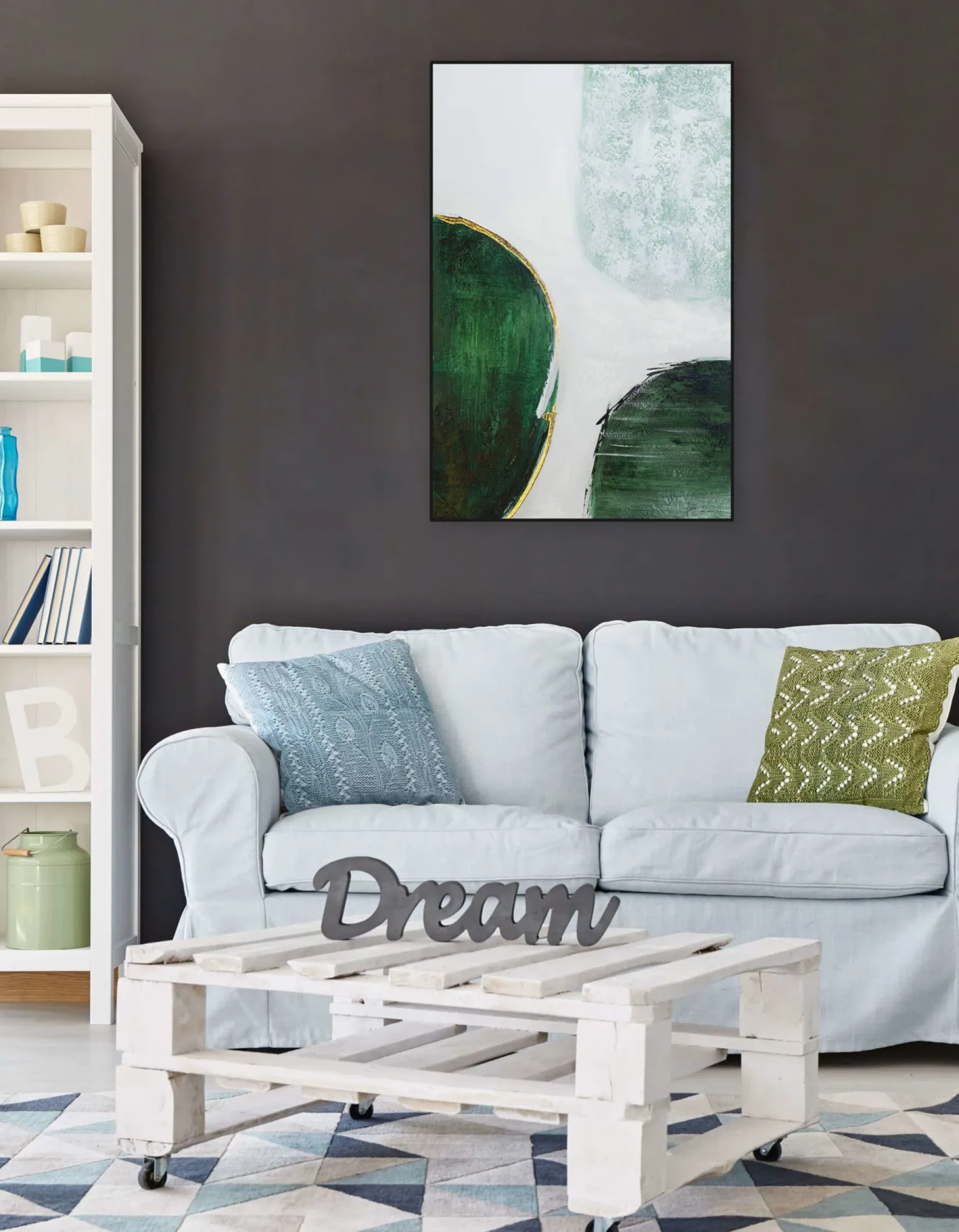 Handgemaltes Gemälde 'Green Continents' 60x90cm | inkl. Echtheitszertifikat