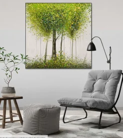 Handgemaltes Gemälde 'Greenish Glade' 80x80cm | inkl. Echtheitszertifikat