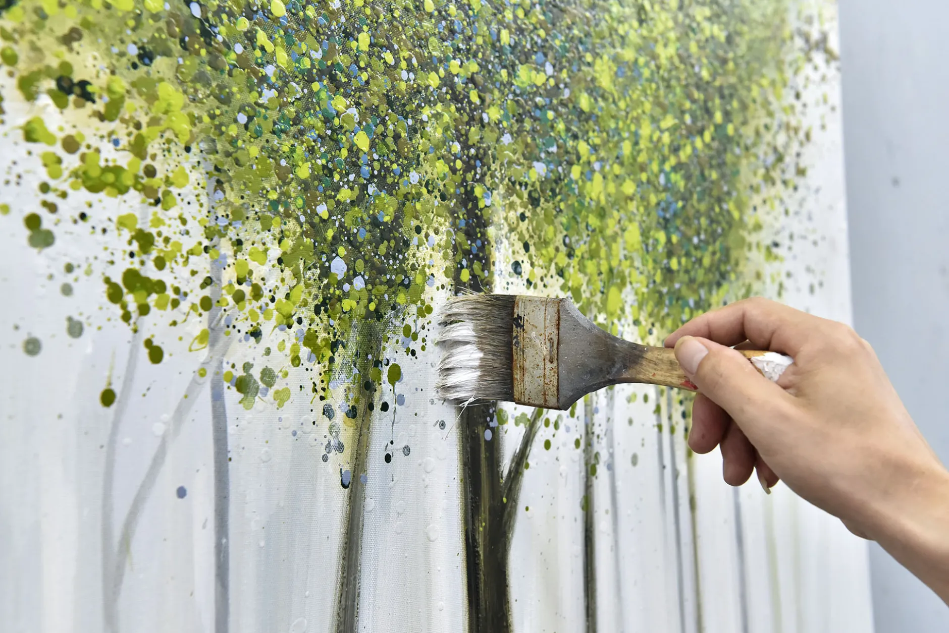 Handgemaltes Gemälde 'Greenish Glade' 80x80cm | inkl. Echtheitszertifikat