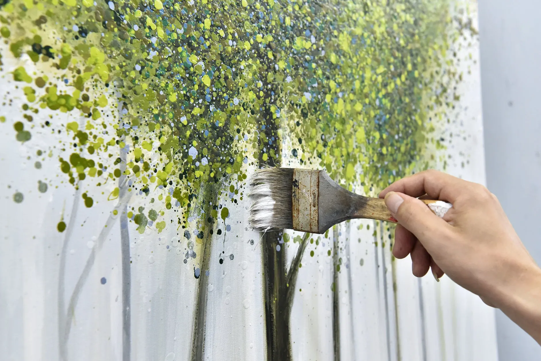 Handgemaltes Gemälde 'Greenish Glade' 80x80cm | inkl. Echtheitszertifikat