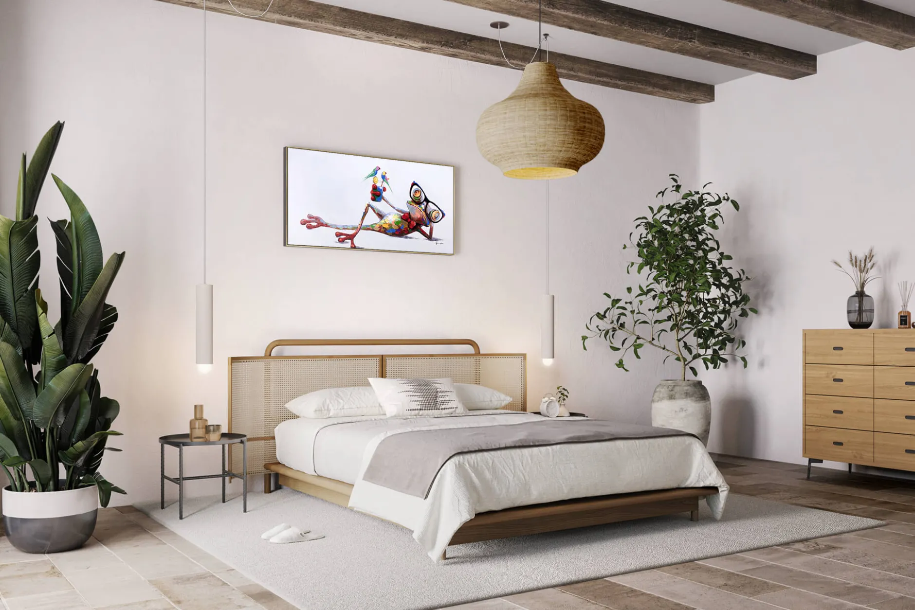 Handgemaltes Gemälde 'Grüner Charmeur' 120x60cm | inkl. Echtheitszertifikat