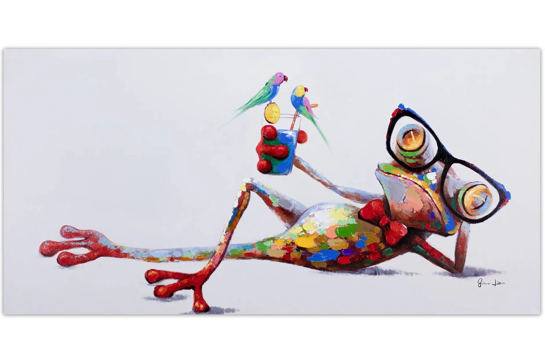 Handgemaltes Gemälde 'Grüner Charmeur' 120x60cm | inkl. Echtheitszertifikat