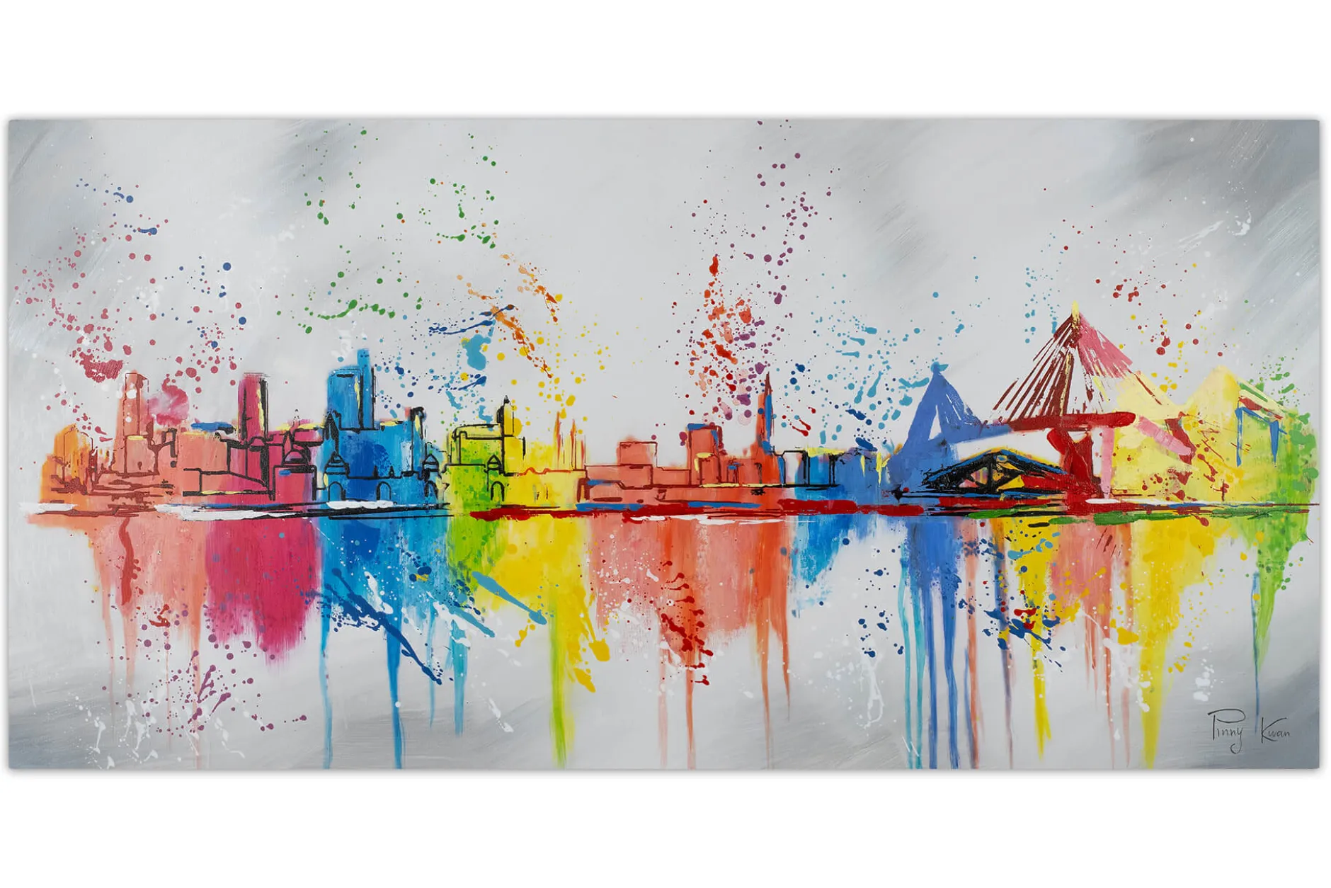 Handgemaltes Gemälde 'Hamburg, meine Perle' 120x60cm | inkl. Echtheitszertifikat