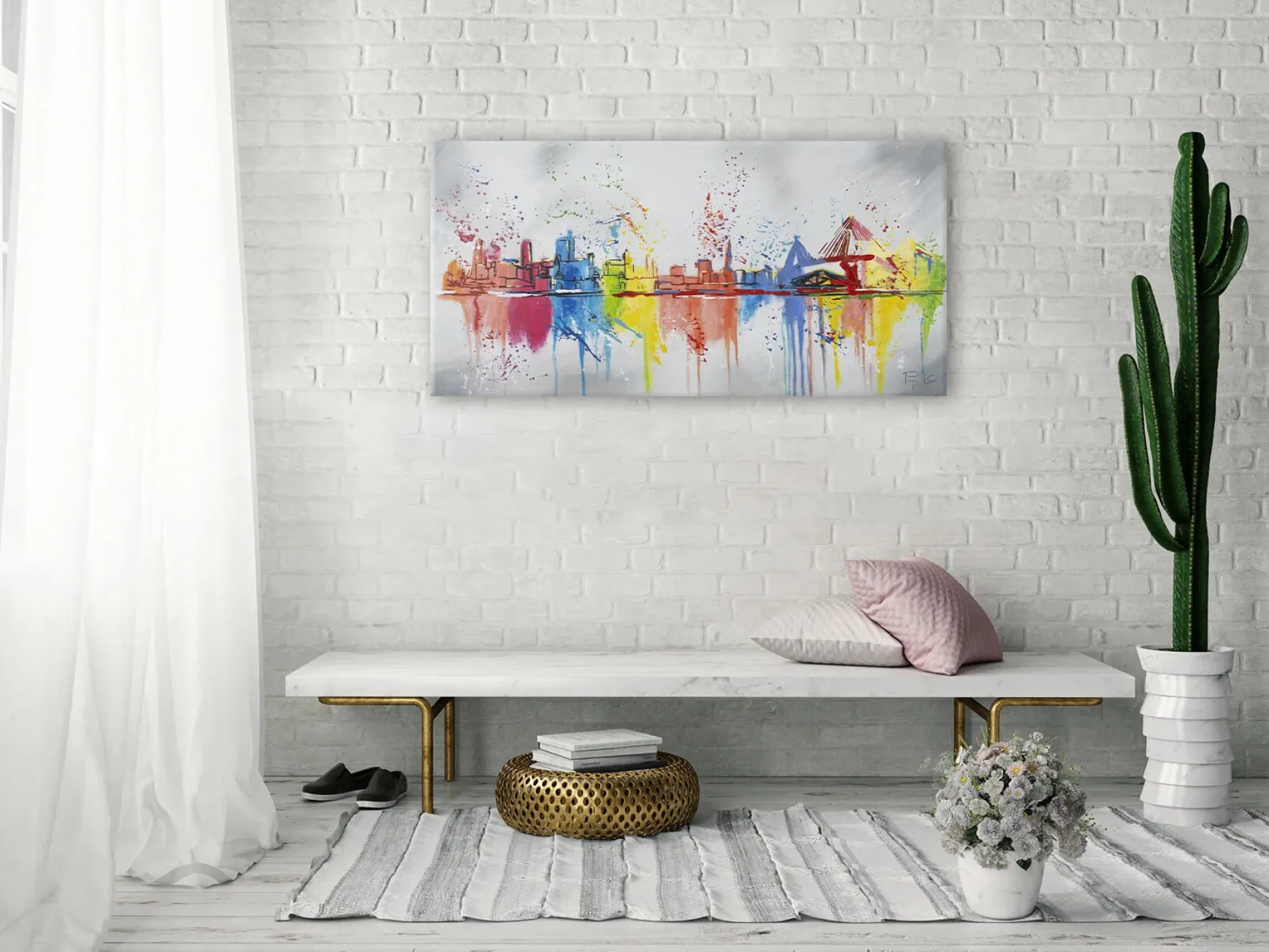 Handgemaltes Gemälde 'Hamburg, meine Perle' 120x60cm | inkl. Echtheitszertifikat