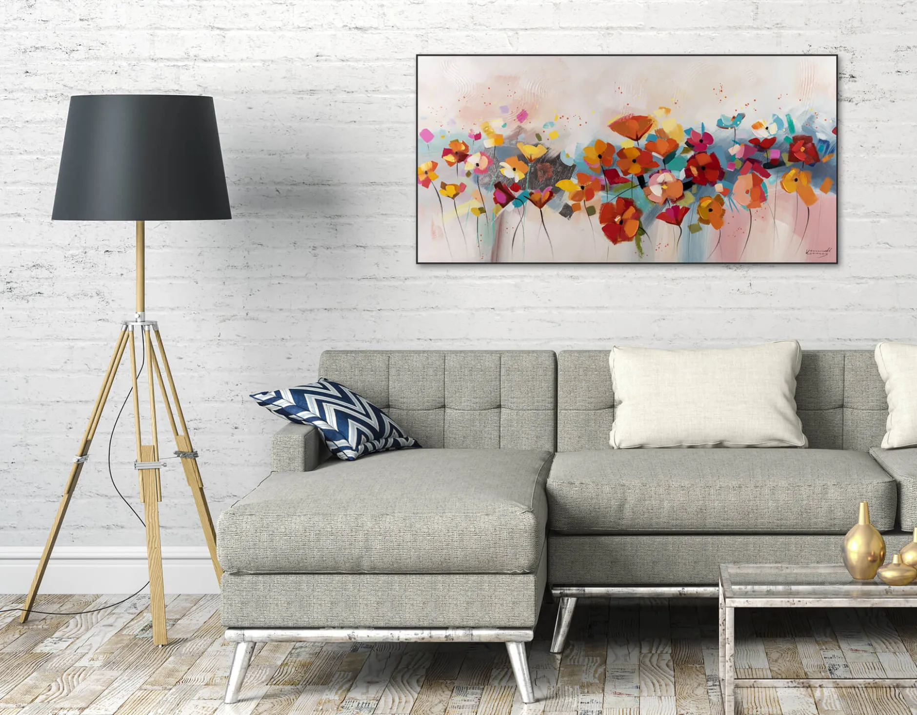 Handgemaltes Gemälde 'Harmonie der Farben' 120x60cm | inkl. Echtheitszertifikat