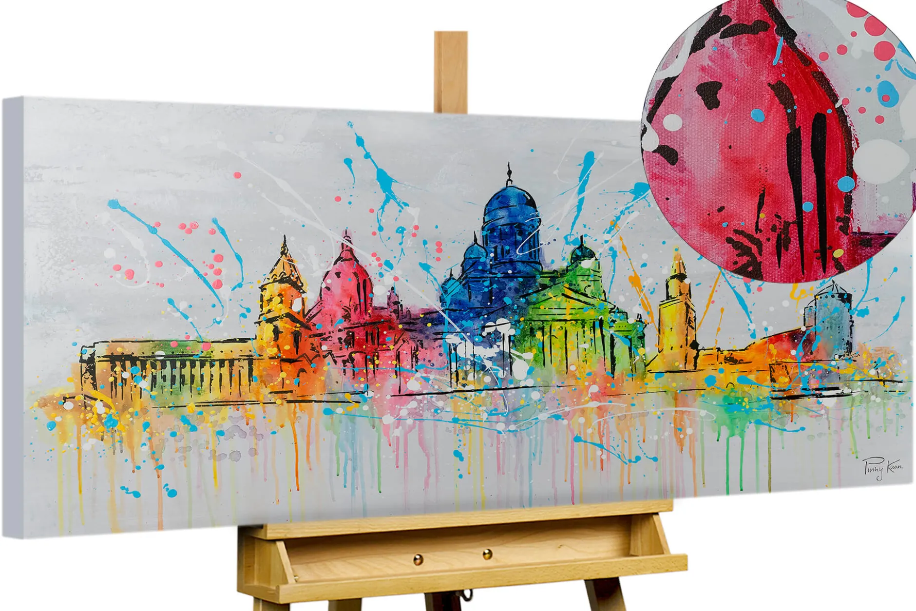 Handgemaltes Gemälde 'Helsinki Skyline Silhouette' 120x60cm | inkl. Echtheitszertifikat