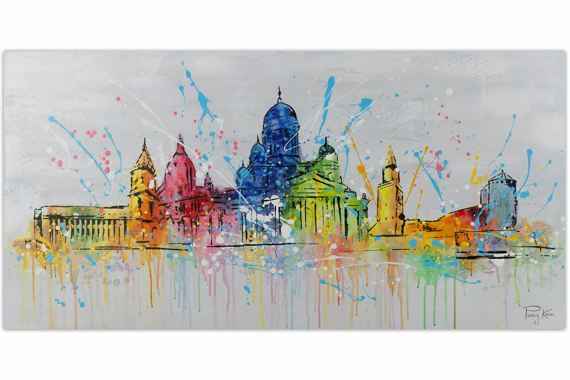 Handgemaltes Gemälde 'Helsinki Skyline Silhouette' 120x60cm | inkl. Echtheitszertifikat