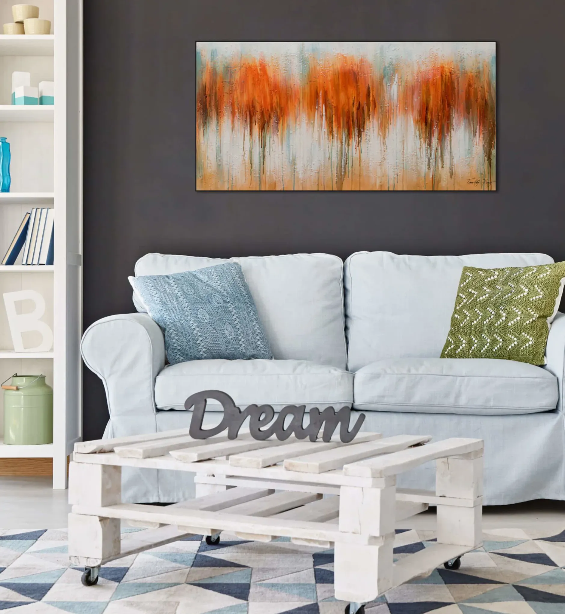 Handgemaltes Gemälde 'Herbst in Orange' 120x60cm | inkl. Echtheitszertifikat
