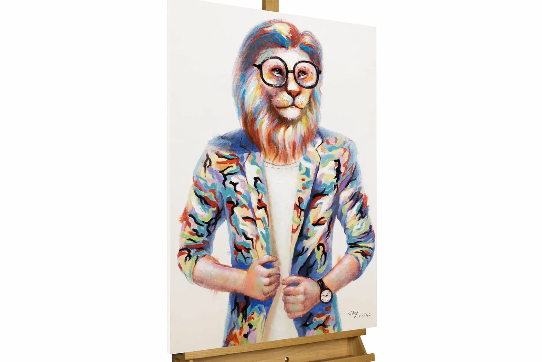 Handgemaltes Gemälde 'Hipster Lion' 60x90cm | inkl. Echtheitszertifikat