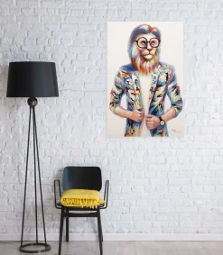 Handgemaltes Gemälde 'Hipster Lion' 60x90cm | inkl. Echtheitszertifikat