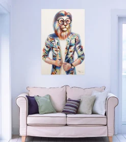 Handgemaltes Gemälde 'Hipster Lion' 60x90cm | inkl. Echtheitszertifikat