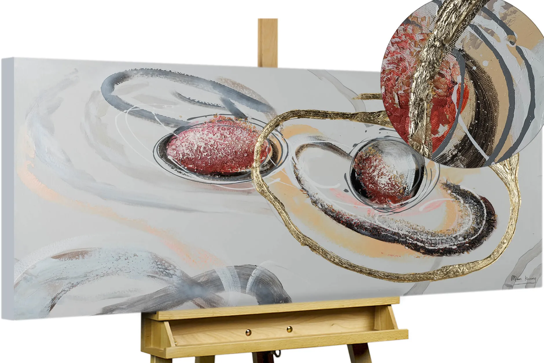 Handgemaltes Gemälde 'Hovering Spheres' 120x60cm | inkl. Echtheitszertifikat