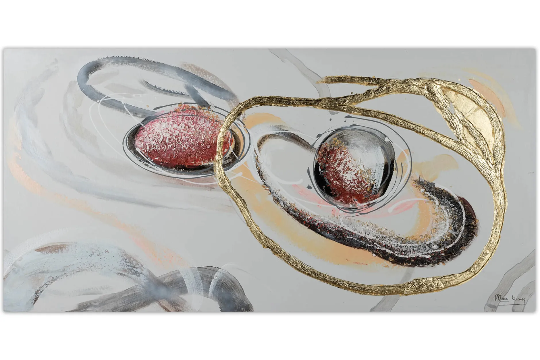 Handgemaltes Gemälde 'Hovering Spheres' 120x60cm | inkl. Echtheitszertifikat
