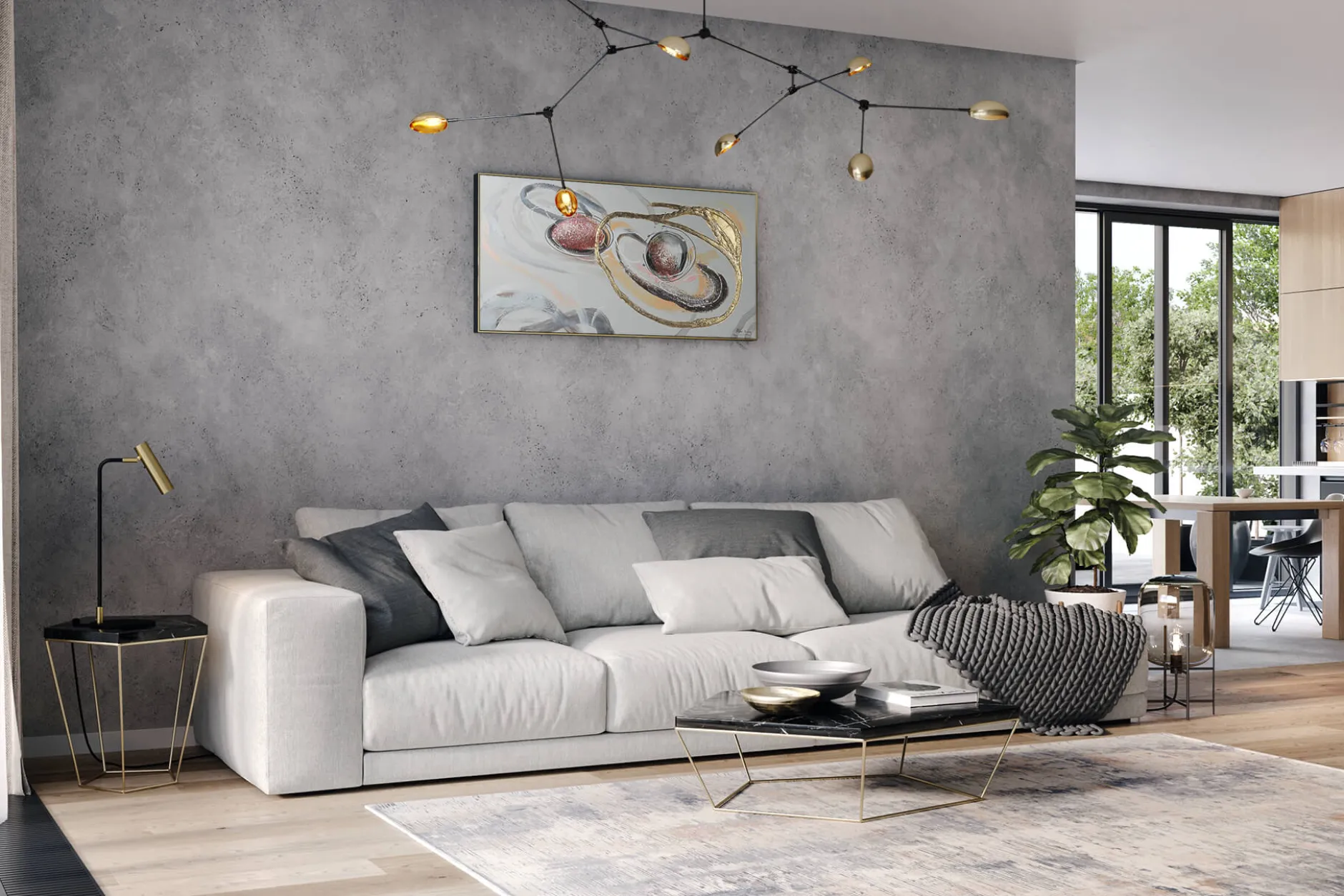 Handgemaltes Gemälde 'Hovering Spheres' 120x60cm | inkl. Echtheitszertifikat