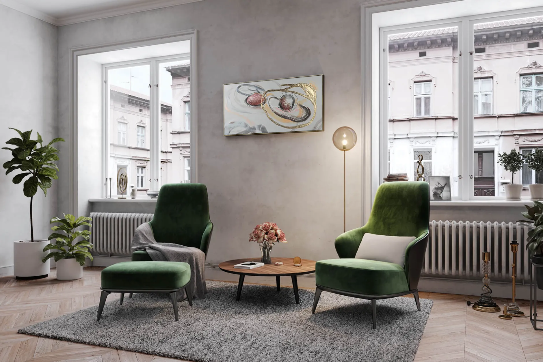 Handgemaltes Gemälde 'Hovering Spheres' 120x60cm | inkl. Echtheitszertifikat