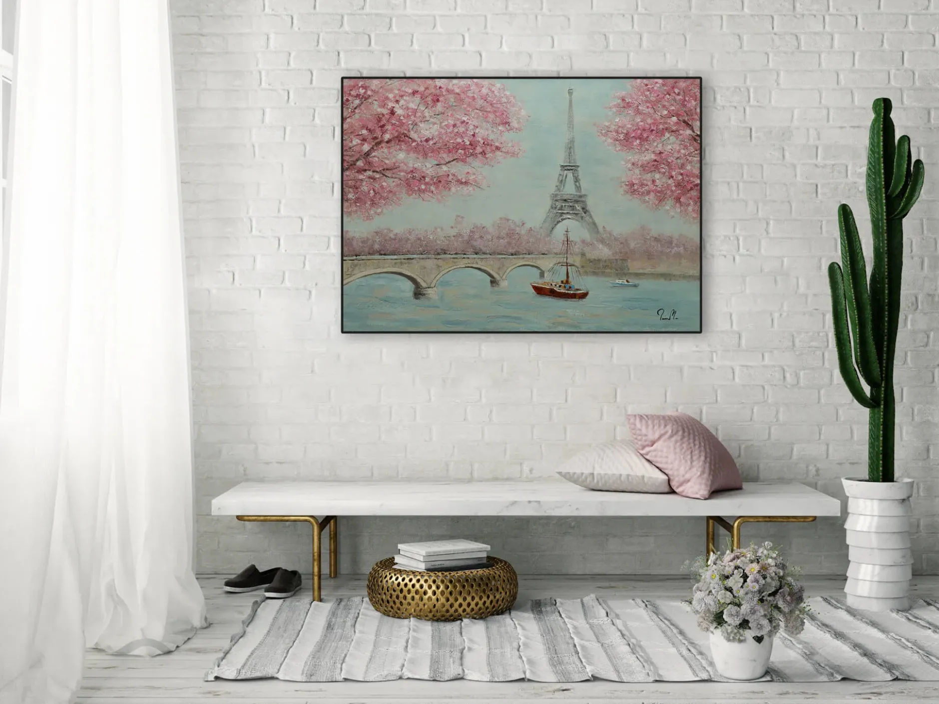 Handgemaltes Gemälde 'In der Stadt der Liebe' 100x70cm | inkl. Echtheitszertifikat