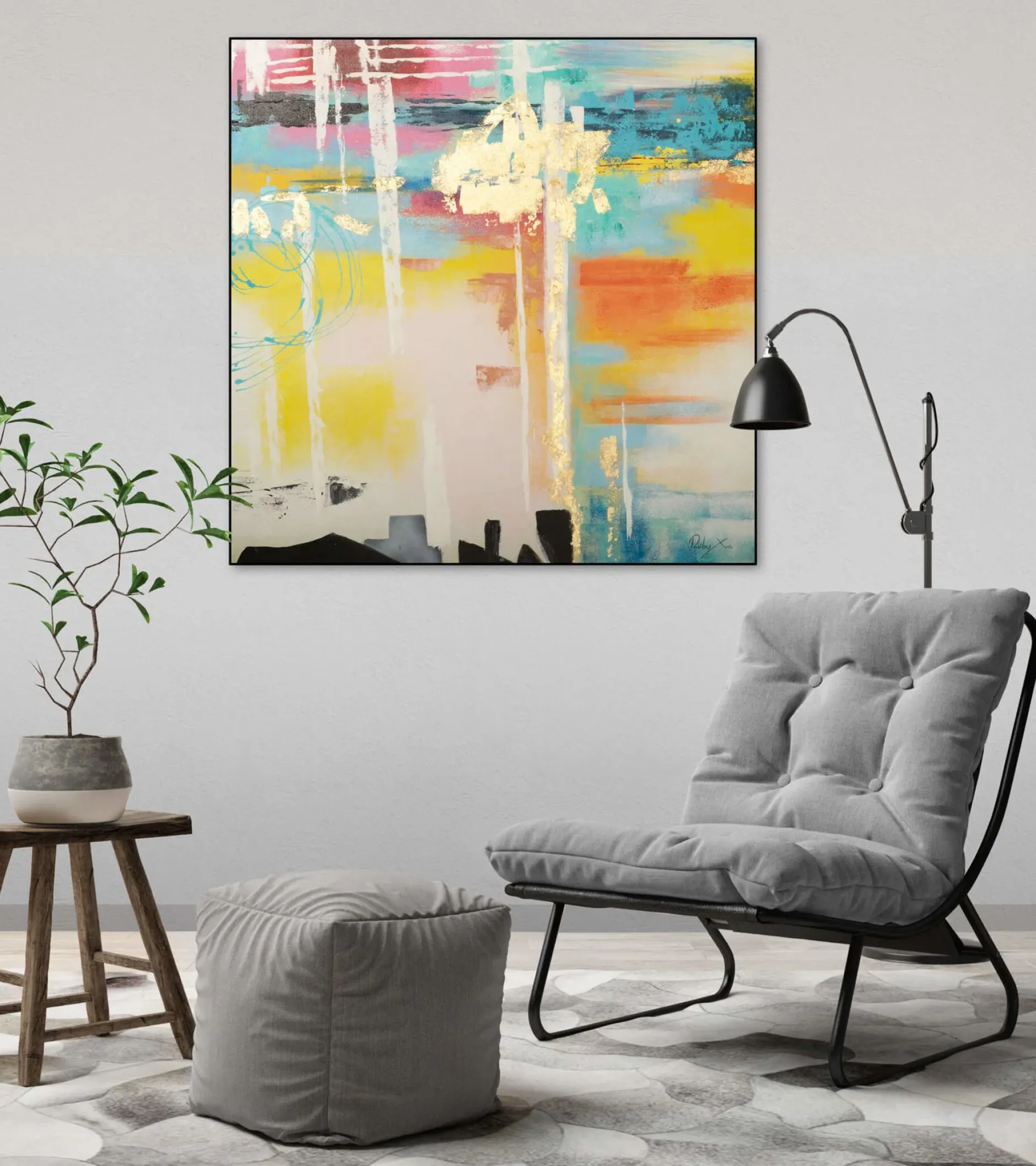 Handgemaltes Gemälde 'Kaleidoscopic Lenses' 80x80cm | inkl. Echtheitszertifikat