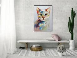 Handgemaltes Gemälde 'Katze im Farbtopf' 70x100cm | inkl. Echtheitszertifikat
