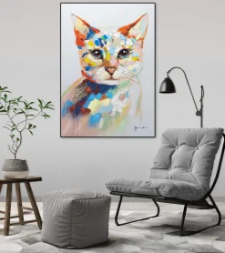 Handgemaltes Gemälde 'Katze im Farbtopf' 70x100cm | inkl. Echtheitszertifikat