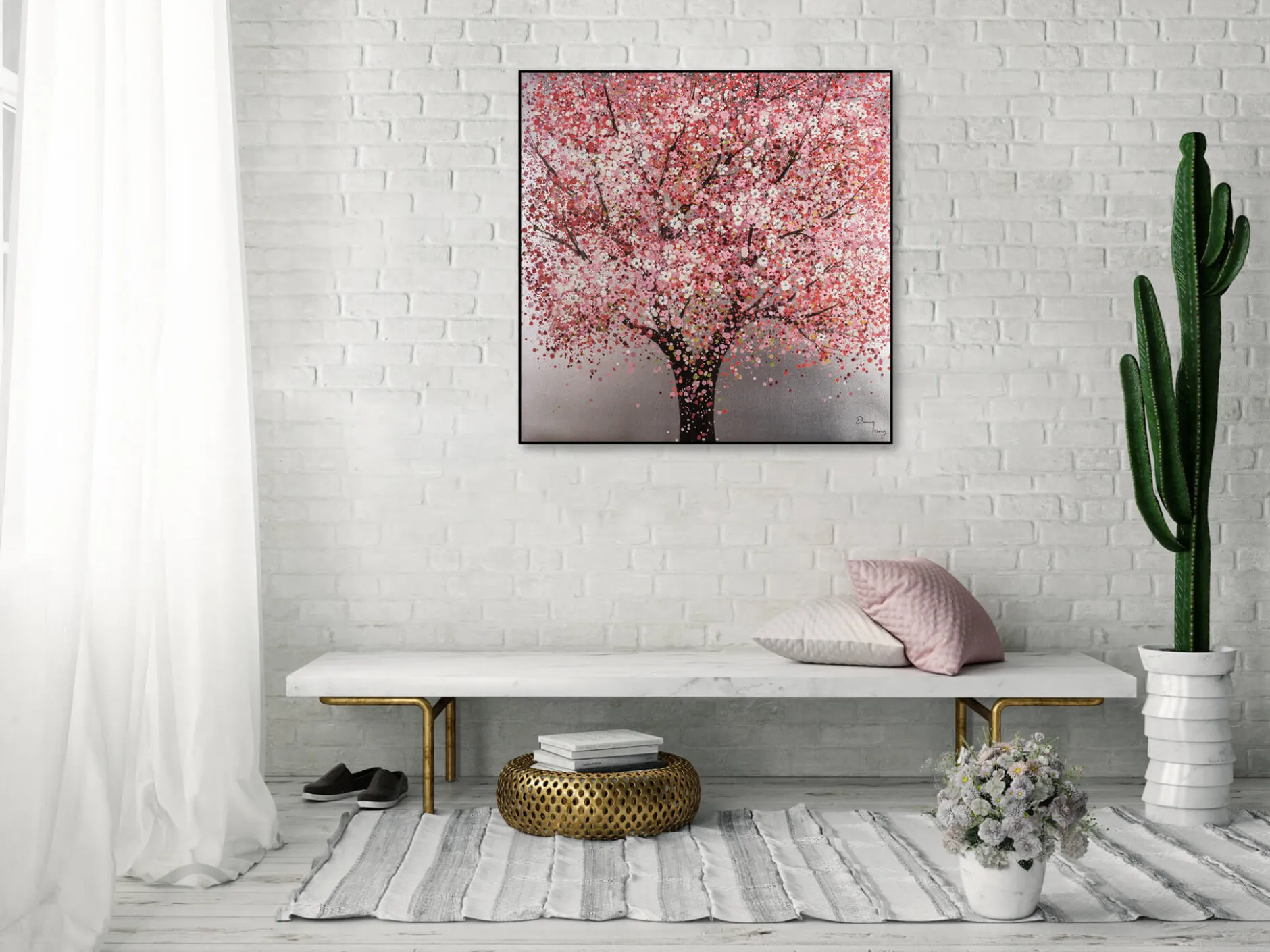 Handgemaltes Gemälde 'Kirschblütenzauber' 80x80cm | inkl. Echtheitszertifikat