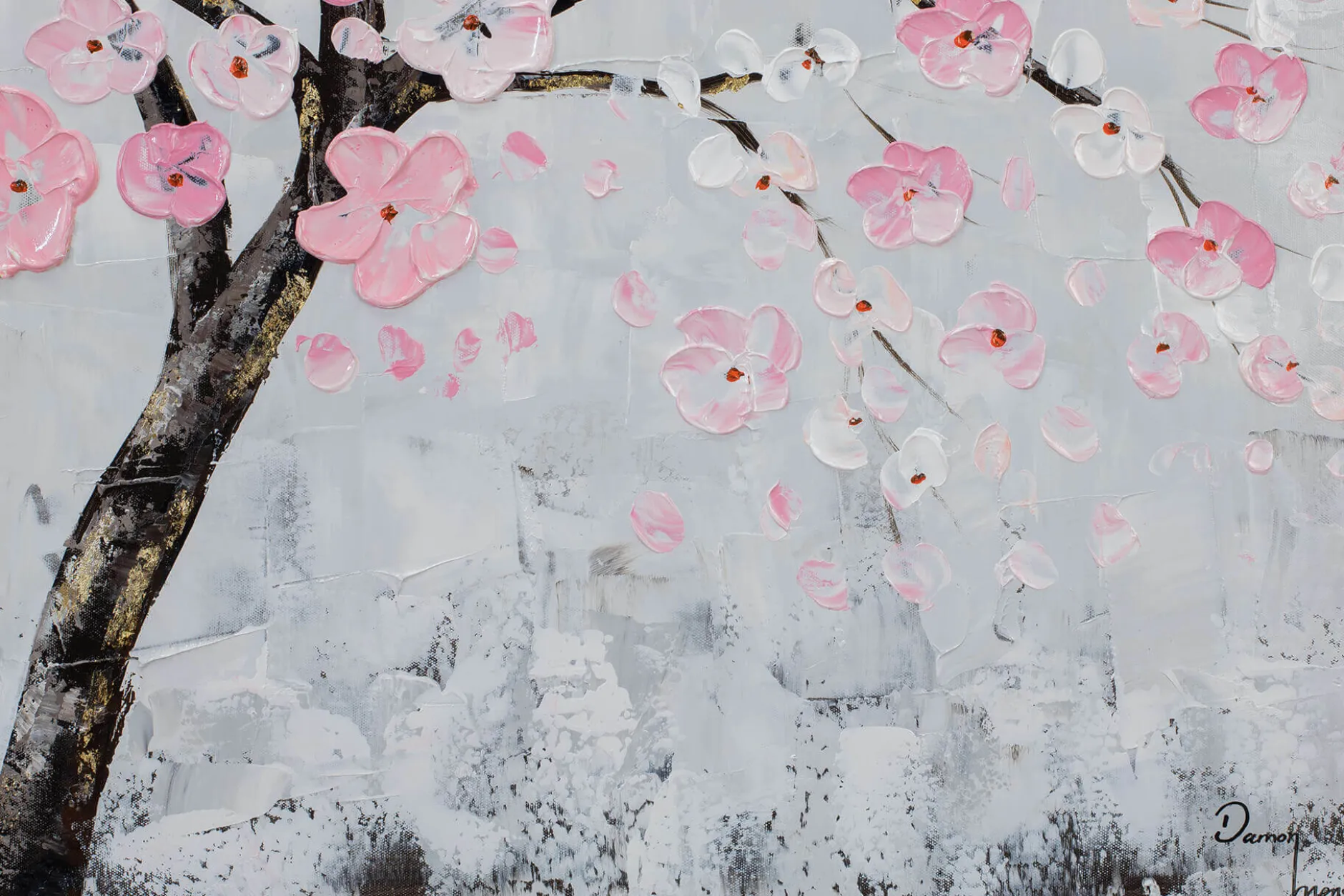 Handgemaltes Gemälde 'Kirschblütentraum' 120x60cm | inkl. Echtheitszertifikat