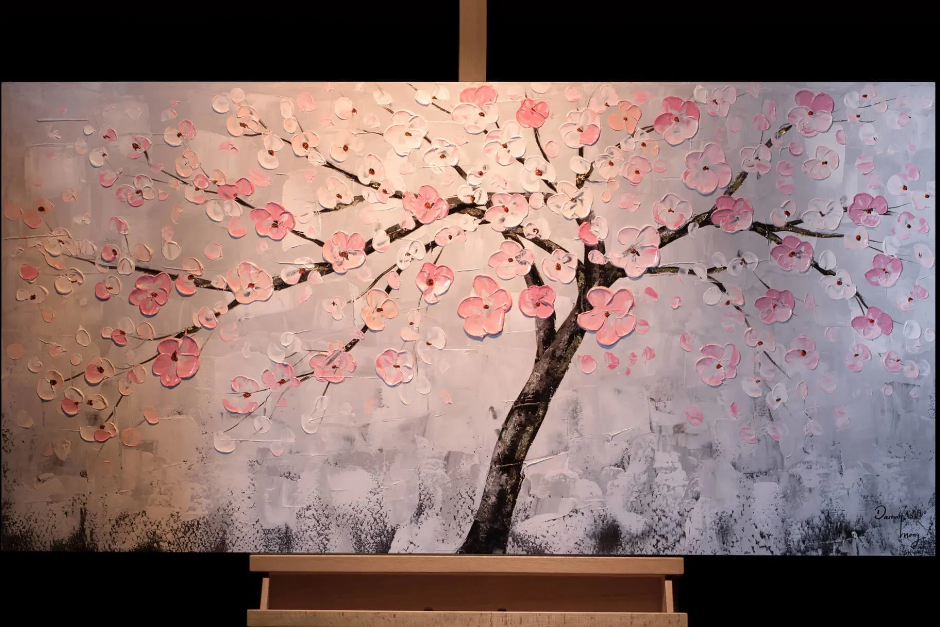 Handgemaltes Gemälde 'Kirschblütentraum' 120x60cm | inkl. Echtheitszertifikat