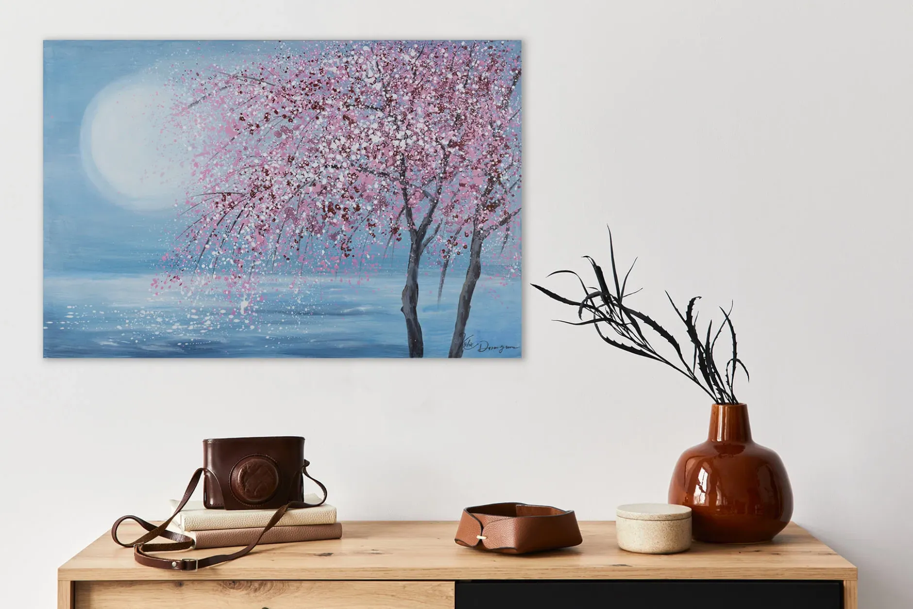 Handgemaltes Gemälde 'Kirschblütennacht' 90x60cm | inkl. Echtheitszertifikat