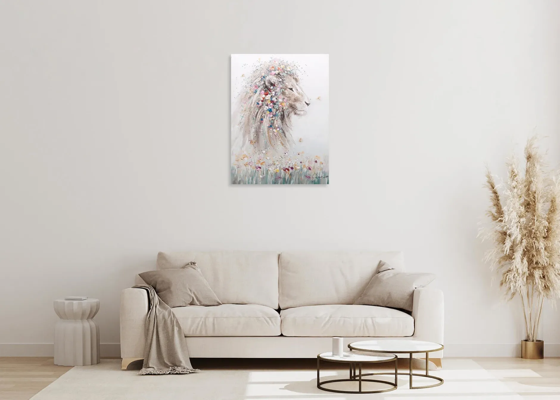 Handgemaltes Gemälde 'König der Savanne' 75x100cm | inkl. Echtheitszertifikat