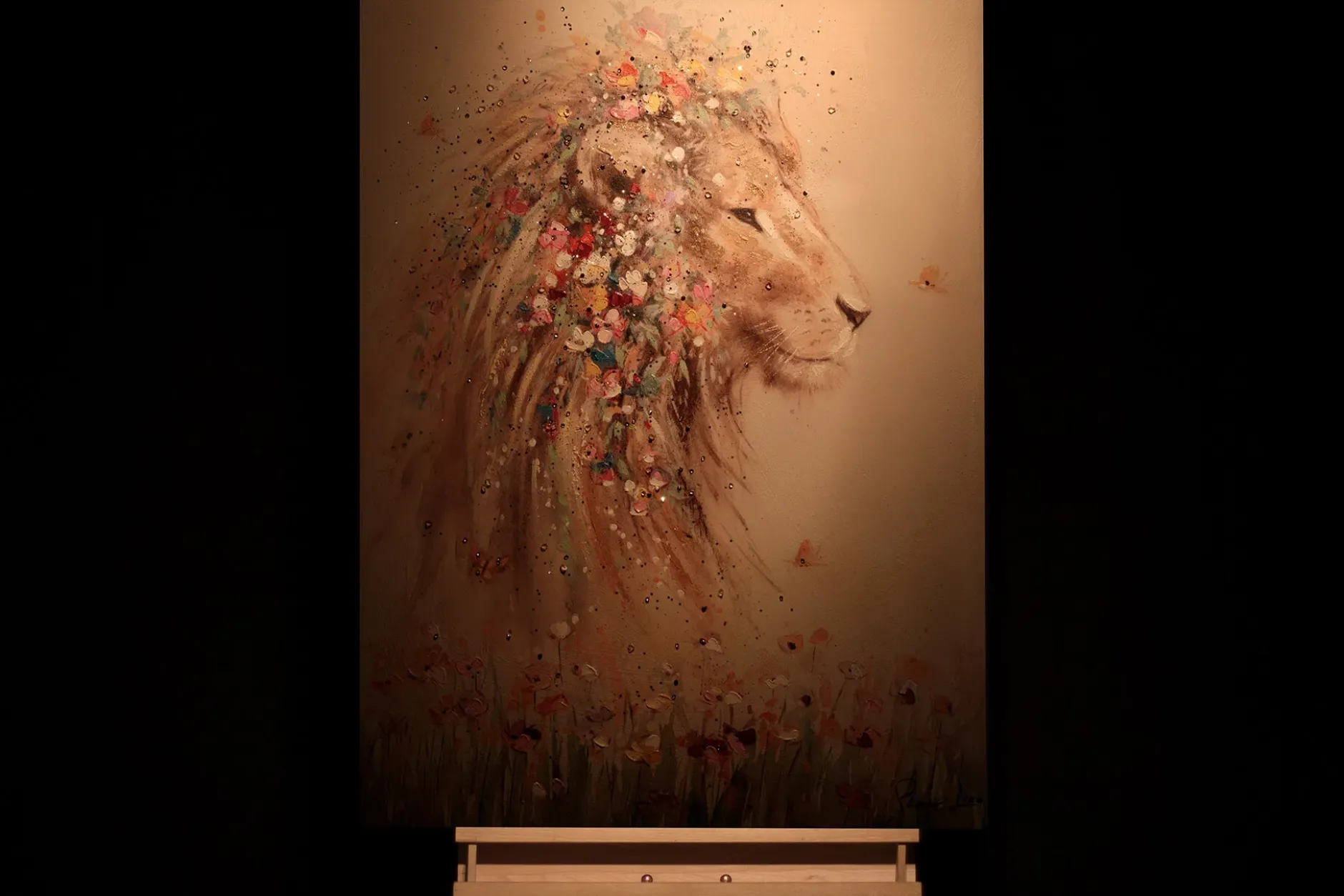 Handgemaltes Gemälde 'König der Savanne' 75x100cm | inkl. Echtheitszertifikat