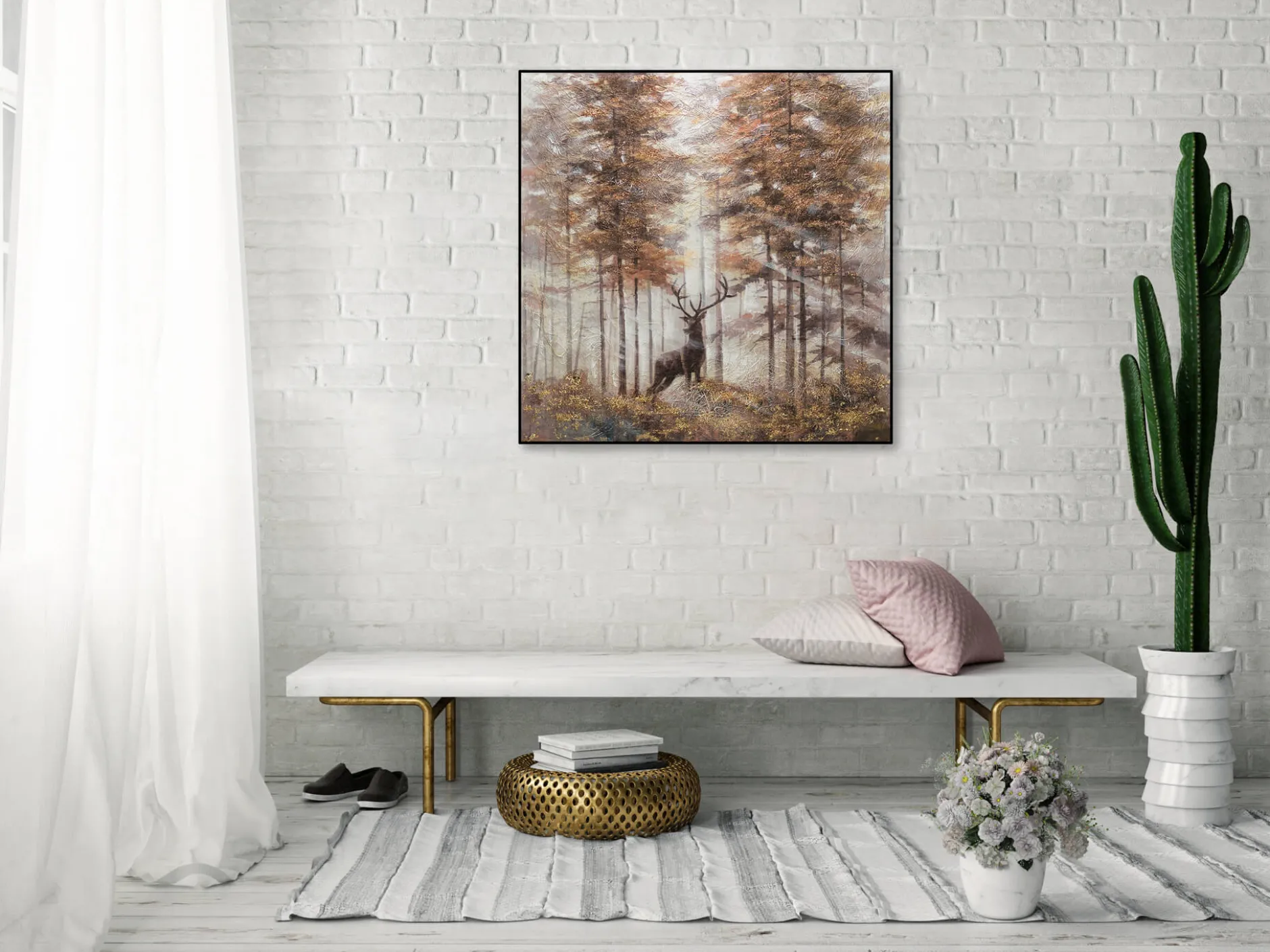 Handgemaltes Gemälde 'König der Hirsche' 80x80cm | inkl. Echtheitszertifikat