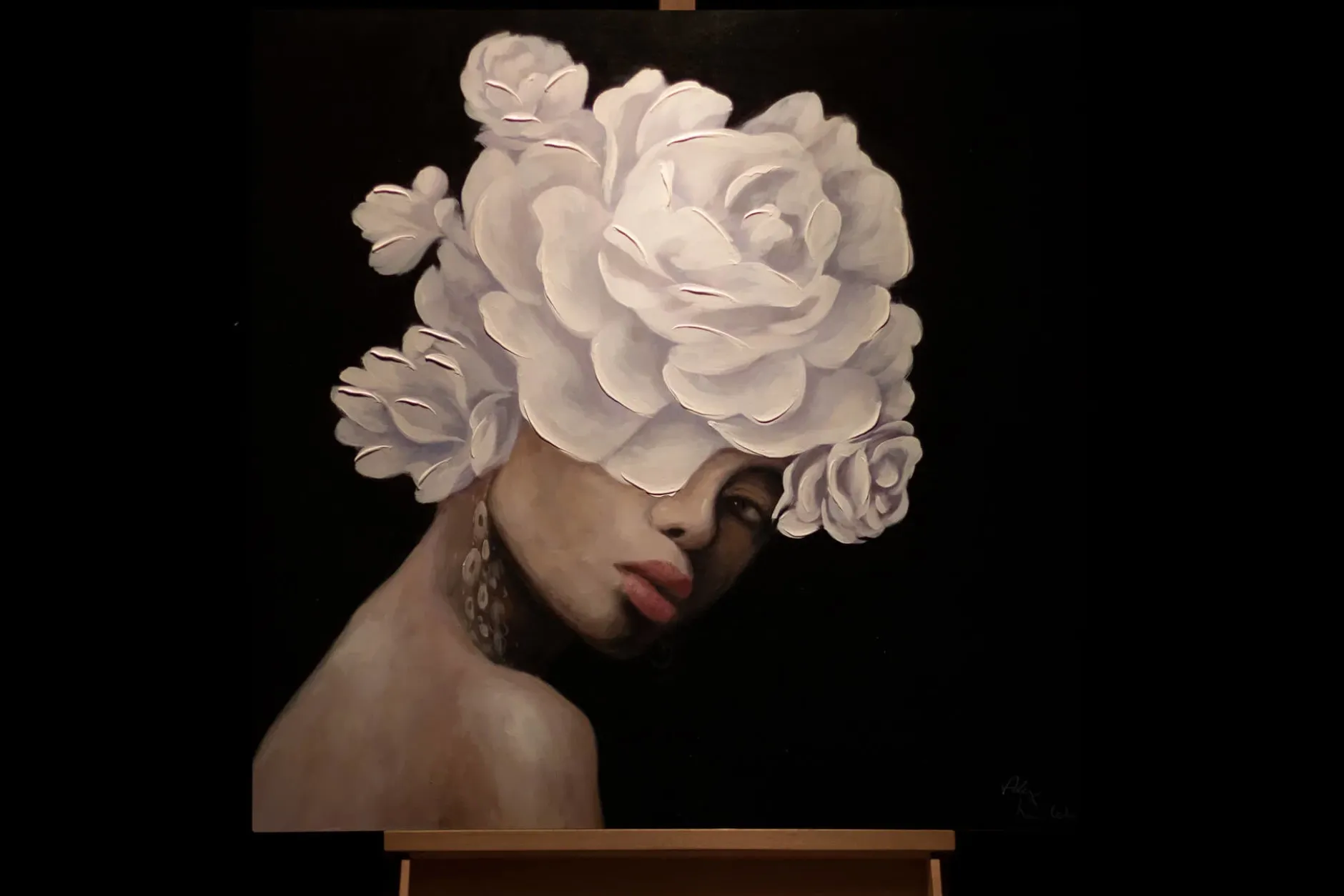 Handgemaltes Gemälde 'Königin der Rosen' 80x80cm | inkl. Echtheitszertifikat