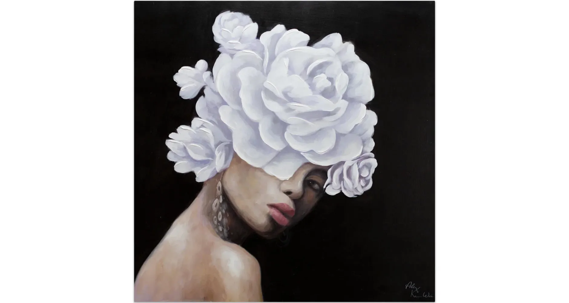 Handgemaltes Gemälde 'Königin der Rosen' 80x80cm | inkl. Echtheitszertifikat
