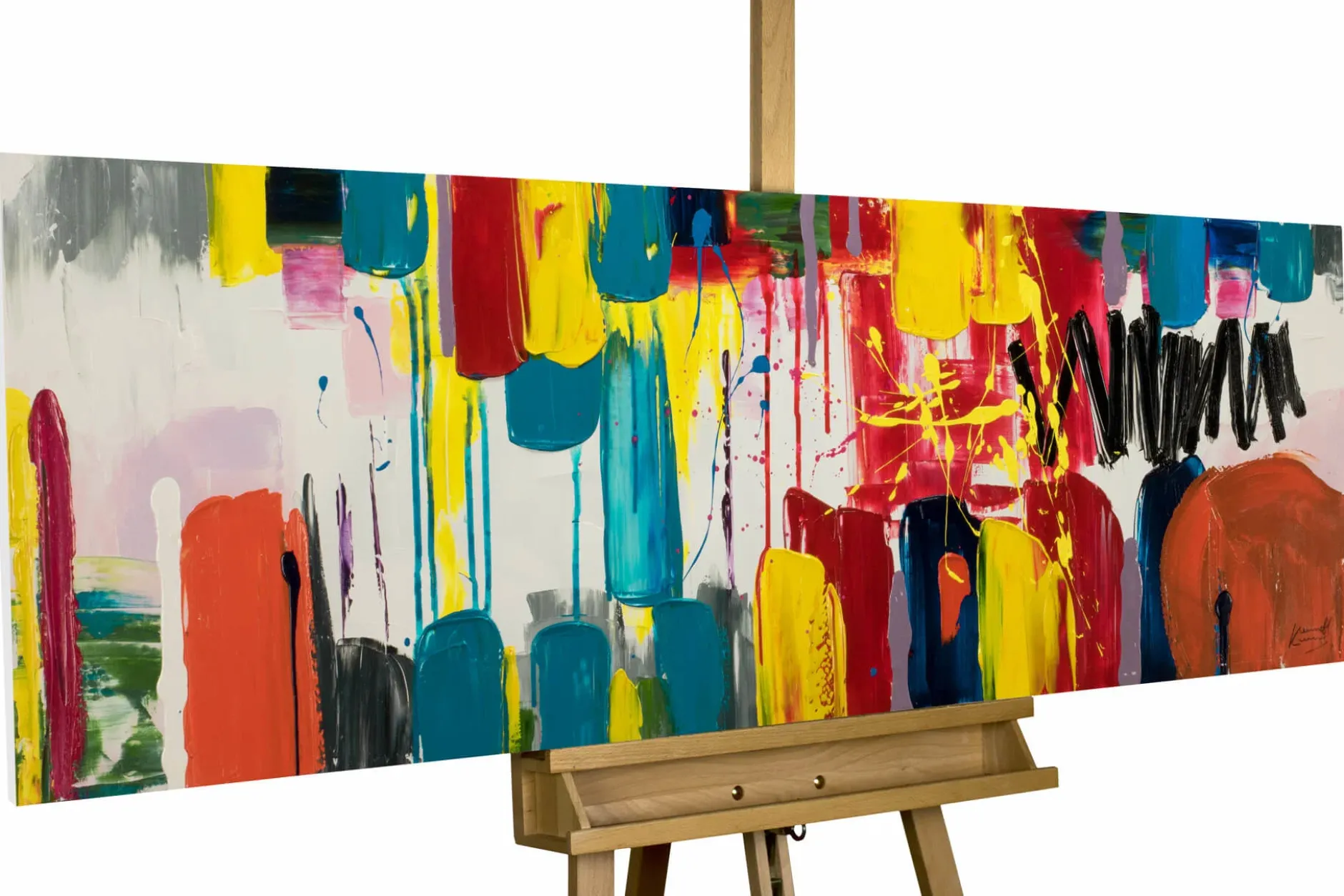 Handgemaltes Gemälde 'Künste der Farben' 150x50cm | inkl. Echtheitszertifikat